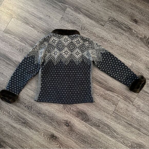 Lauren Ralph Lauren Vintage Faux Fur Fair Isle Zip Up Sweater - Picture 8 of 8